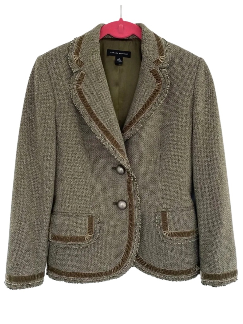 Y2K Banana Republic Wool Blend Herringbone Tweed Jacket 4